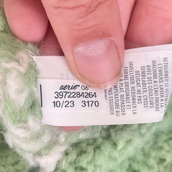 Aerie Green Oversized Mock Neck Fluffy Yarn Sweater Medium - Picture 6 of 9